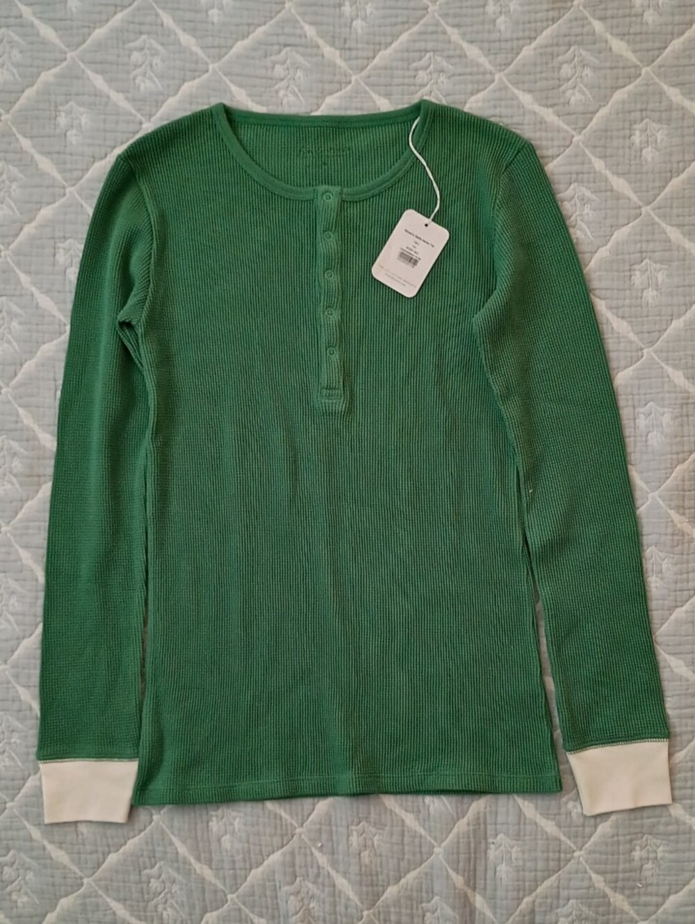 Fin & Vince Fern Waffle Weave Henley Women's - Medium NWT